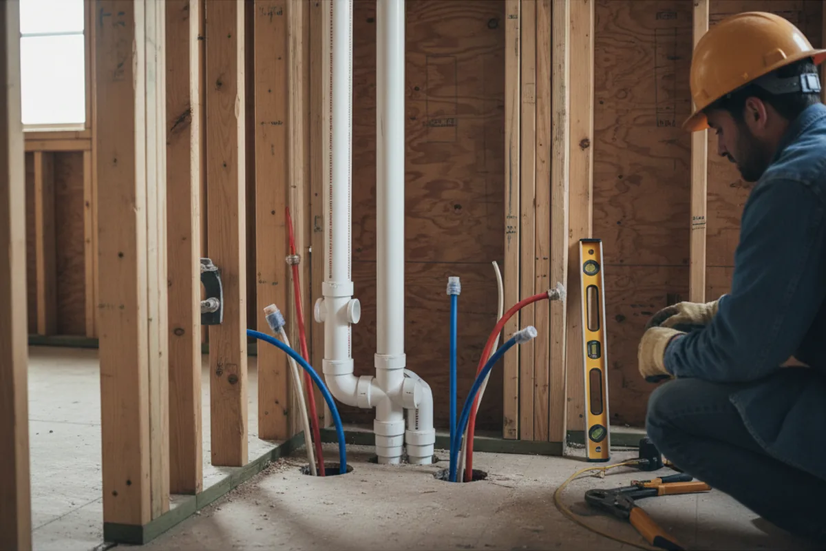 Drain and supply rough-in during Garbage Disposal Repair in French Village